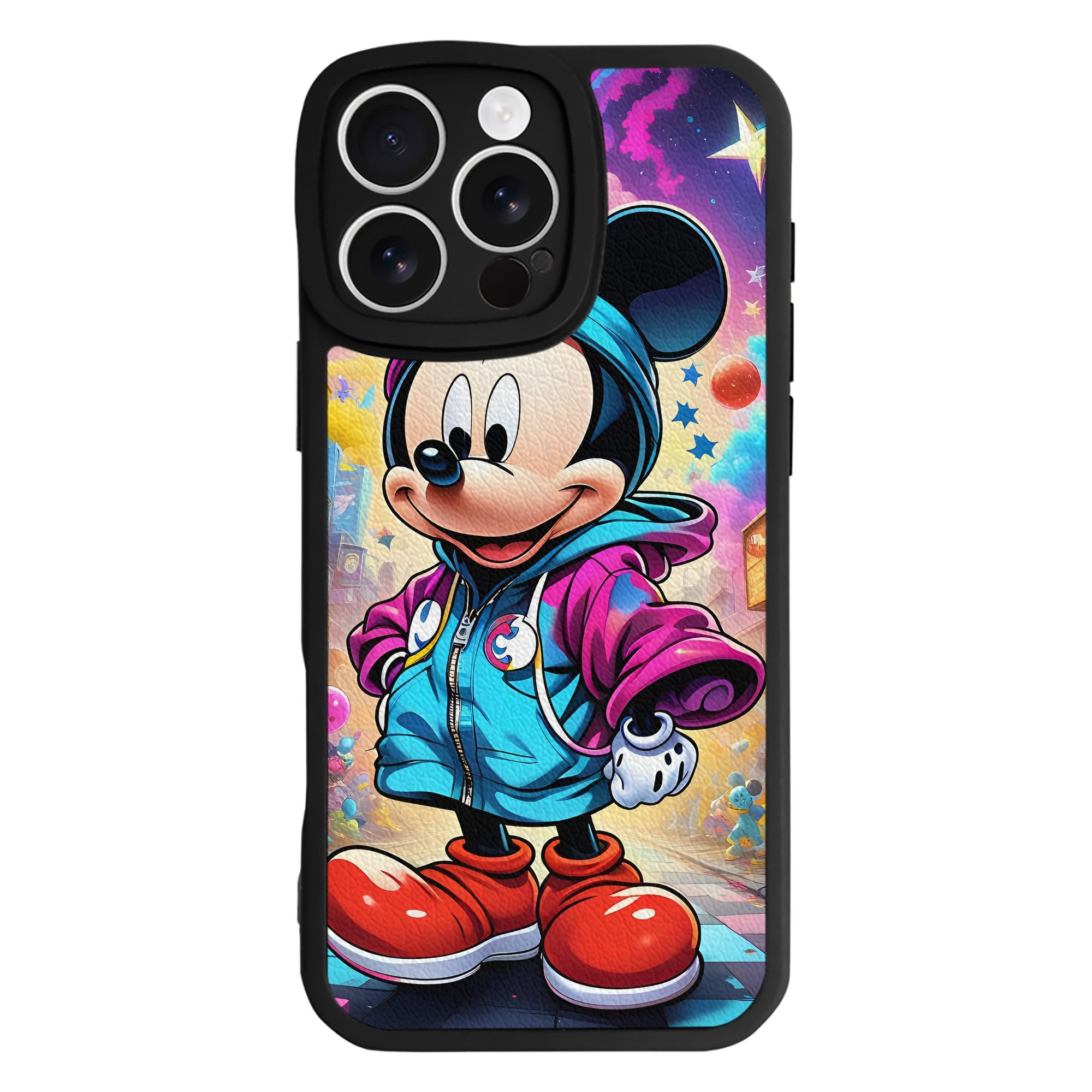 （画像用） ミッキーマウス Mickey Mouse 【iPhone 16シリーズ対応】シリコンスマホケース（レザー調） 材質：シリコン